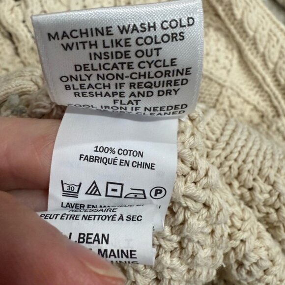 L.L. BEAN Signature Women's Cotton Fisherman Tunic Sweater Beige Size Large - Picture 9 of 9